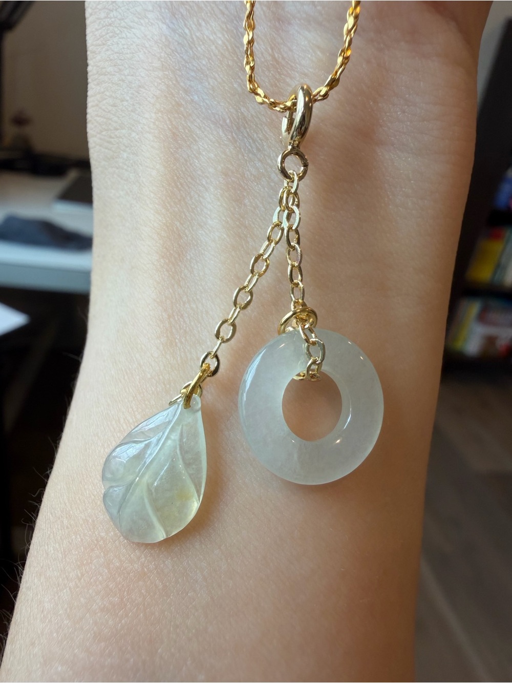 Handcrafted Natural Type A High-Ice Jadeite Duo Charm Pendant